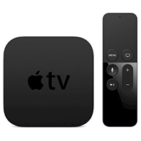 An Apple TV remote and receiver.
