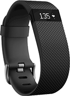 A Fitbit Charge HR, a type of electronic fitness watch.