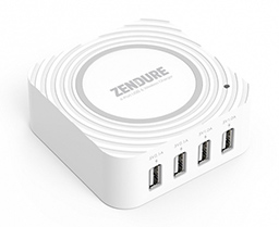 A white Zendure USB hub with four ports.