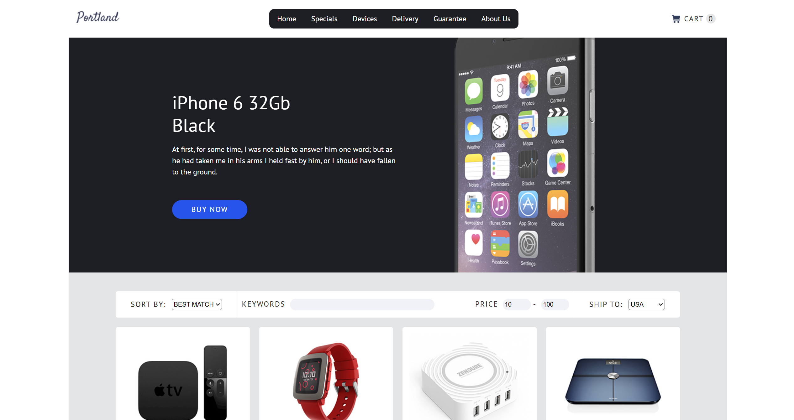 Portland e-commerce project screenshot.